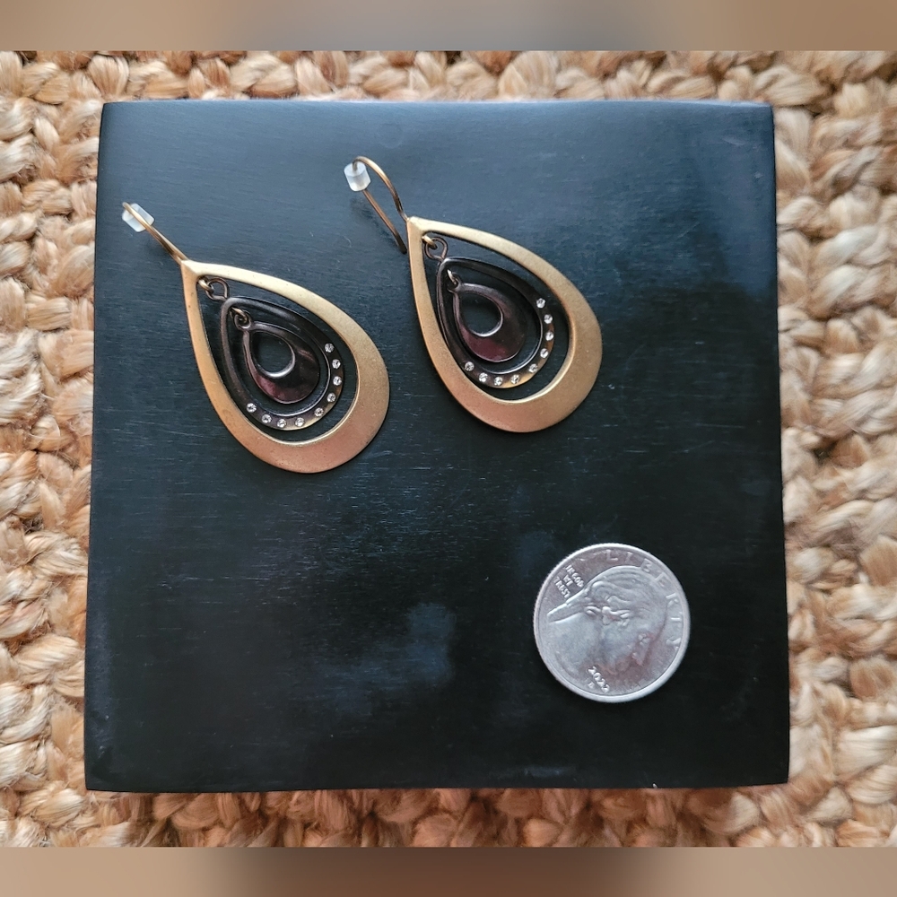 Kenneth Cole Brass and Bronze Teardrop Dangle Earrings - Picture 2 of 3